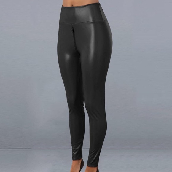 Women’s Pleather Leggings - Picture 1 of 4